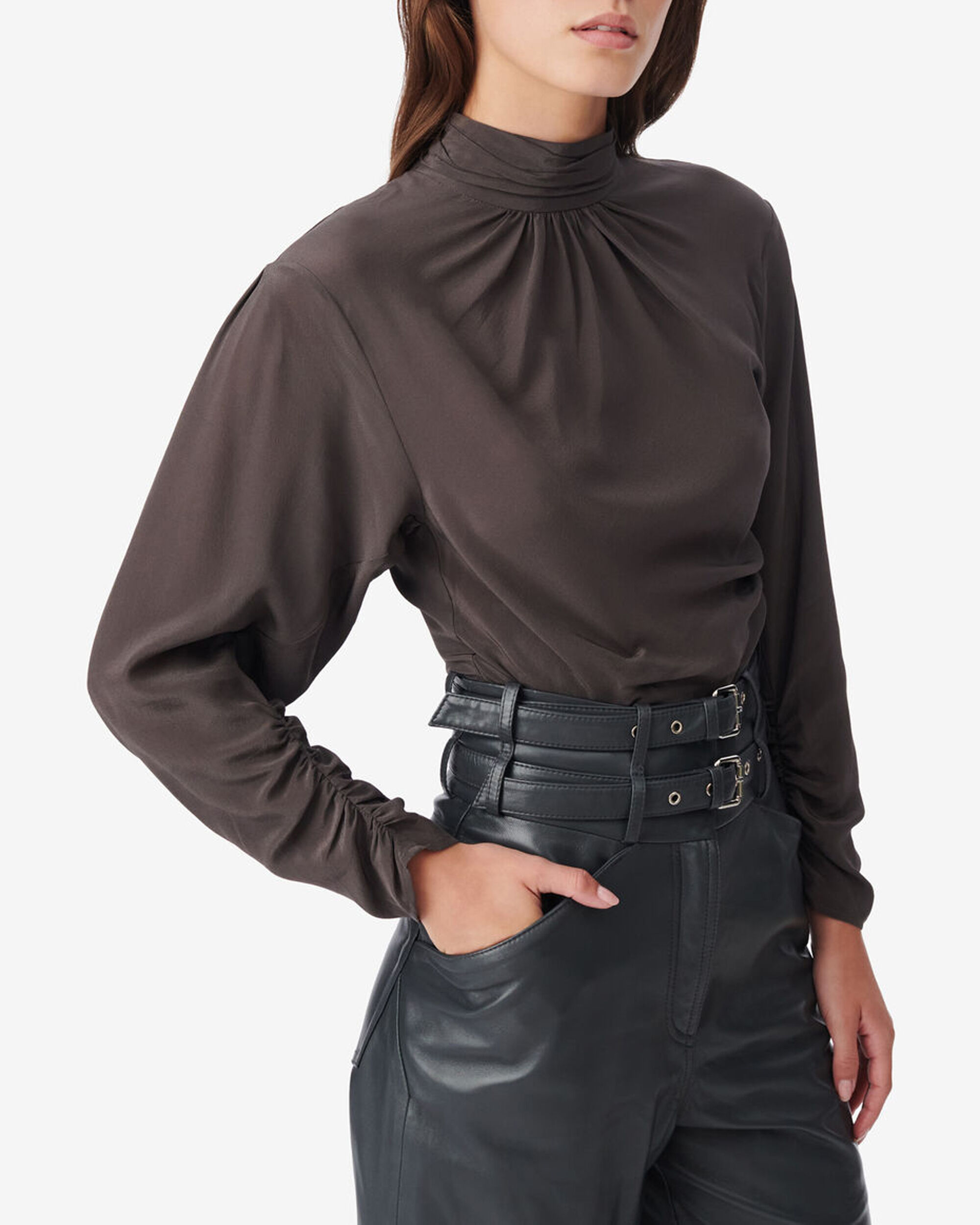 Silk discount turtleneck blouse