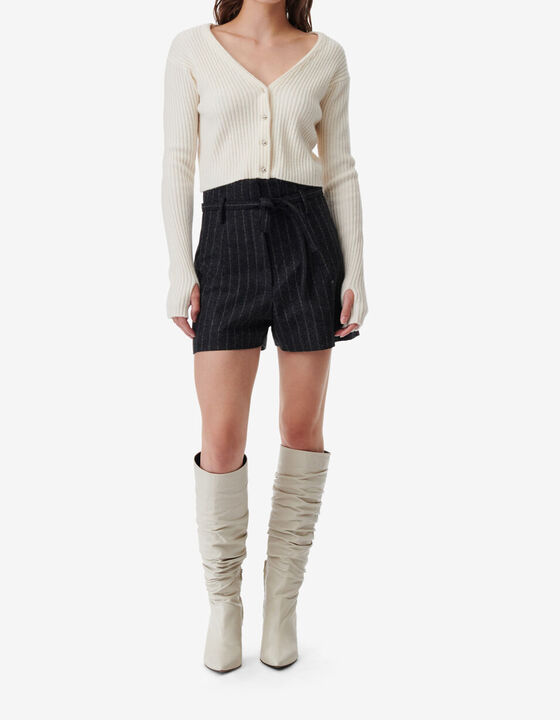 CROPPED RIBBED CARDIGAN