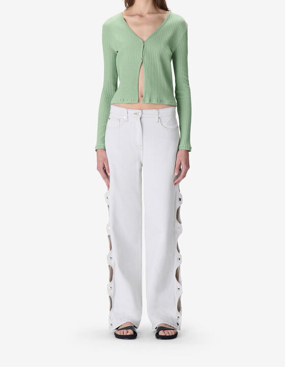 RIBBED V-NECK CARDIGAN