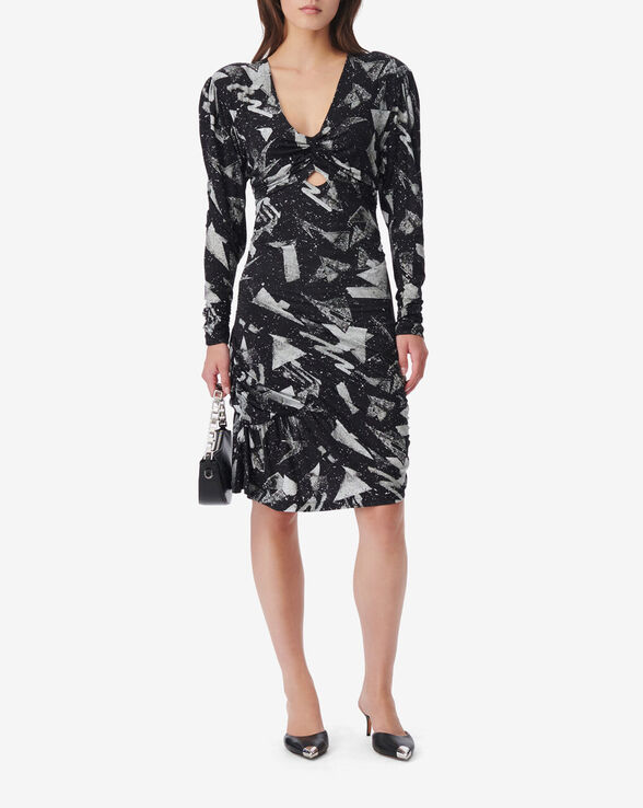 YANNA LONG SLEEVE RUFFLE DRESS