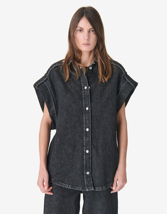 WASHED DENIM OVERSHIRT&nbsp;