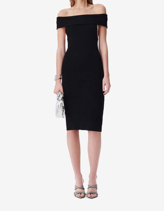 OFF-THE-SHOULDER RIBBED DRESS