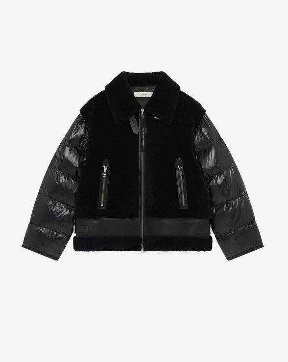 DUAL-MATERIAL STAND-UP COLLAR DOWN JACKET