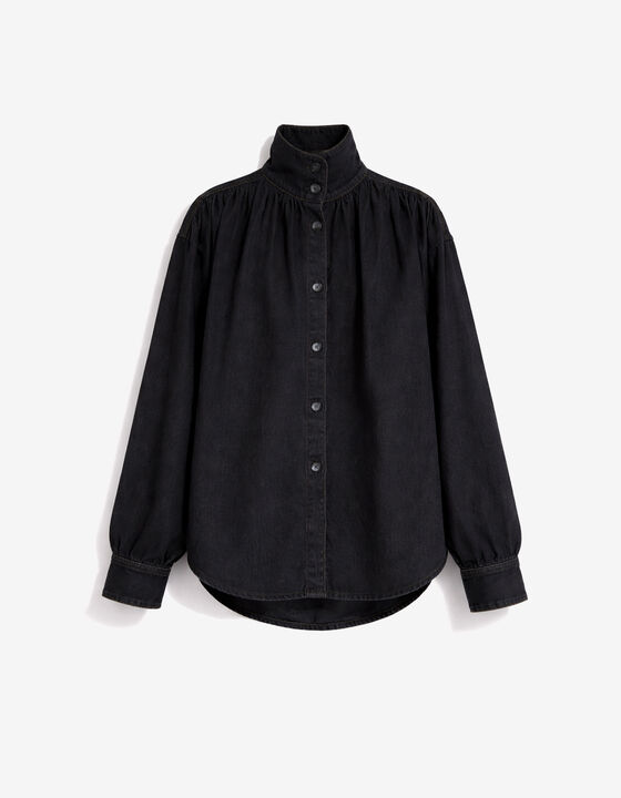 DENIM HIGH COLLAR SHIRT