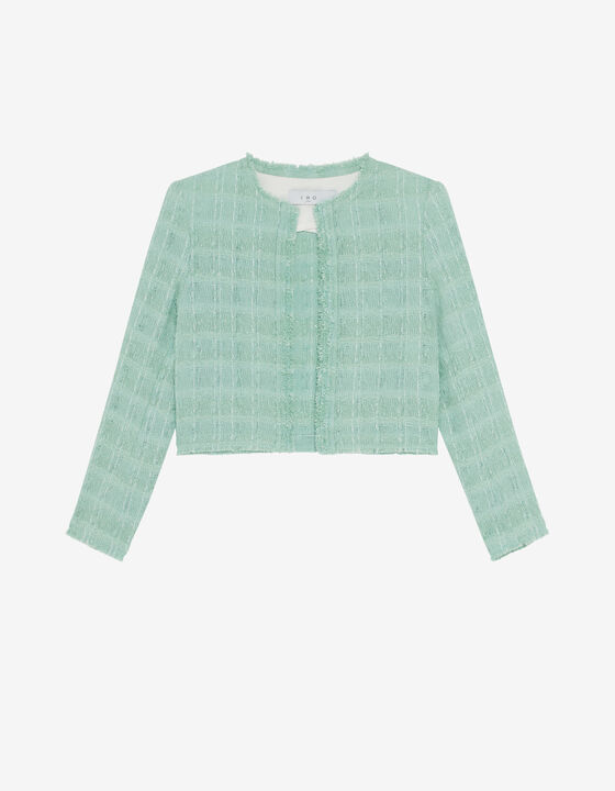 VESTE EN TWEED &Agrave; FRANGES