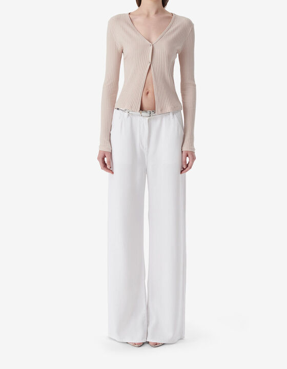 RIBBED V-NECK CARDIGAN