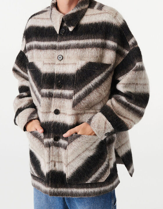 STRIPED WOOL OVERSHIRT