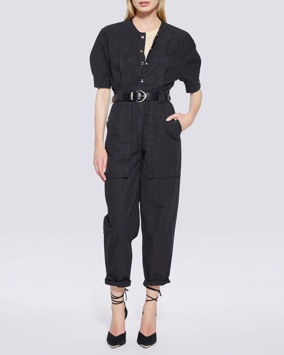 IRO - NAOKI HALF SLEEVE UTILITY JUMPSUIT BLACK