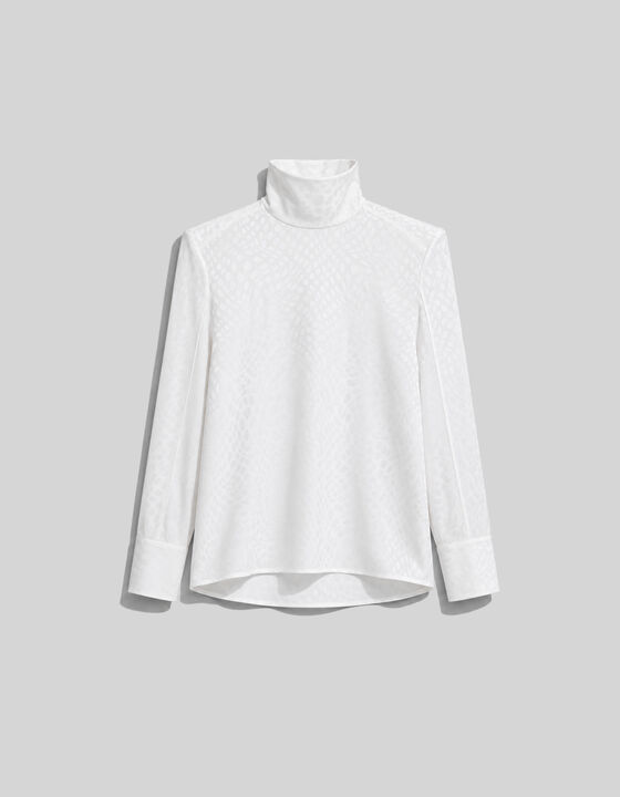 JACQUARD BLOUSE WITH A HIGH COLLAR