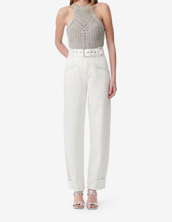 LOOSE-FIT BELTED WASHED JEANS