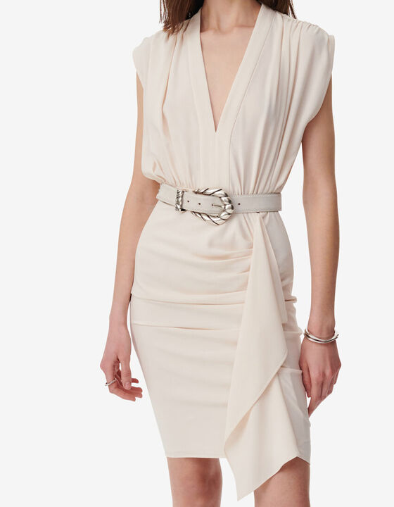 DRAPED V-NECK MINI DRESS