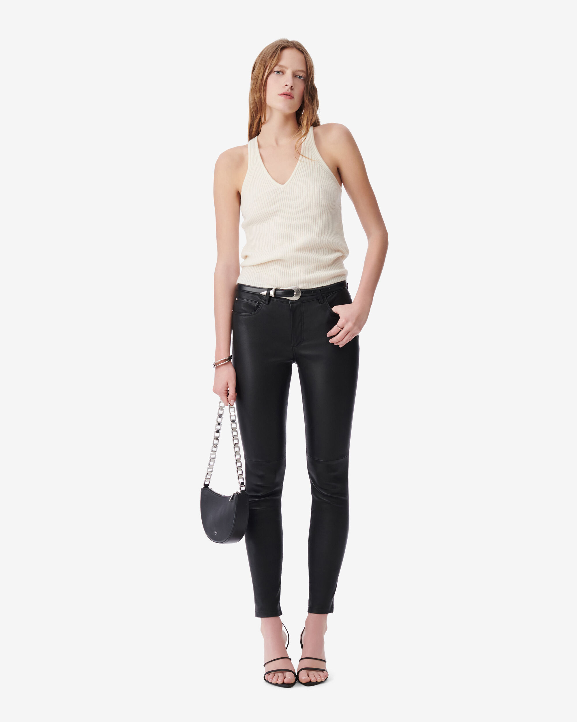 skinny lambskin trousers