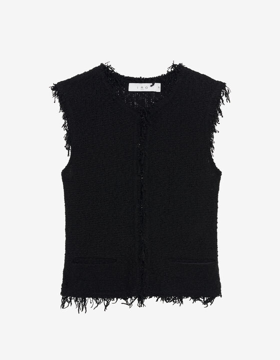 SLEEVELESS FRINGED JACKET