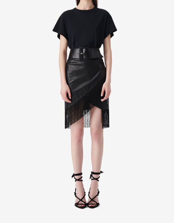 FRINGED LEATHER SKIRT