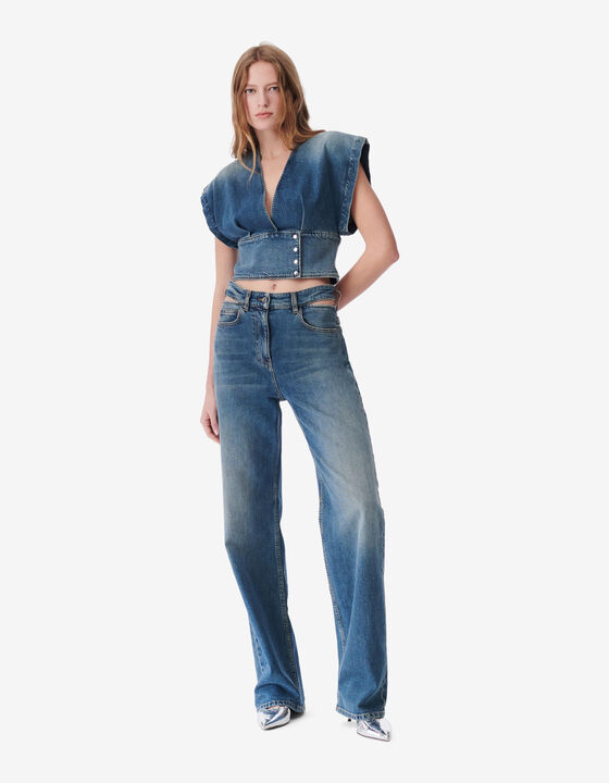 TOP EN DENIM &Agrave; ENCOLURE EN V