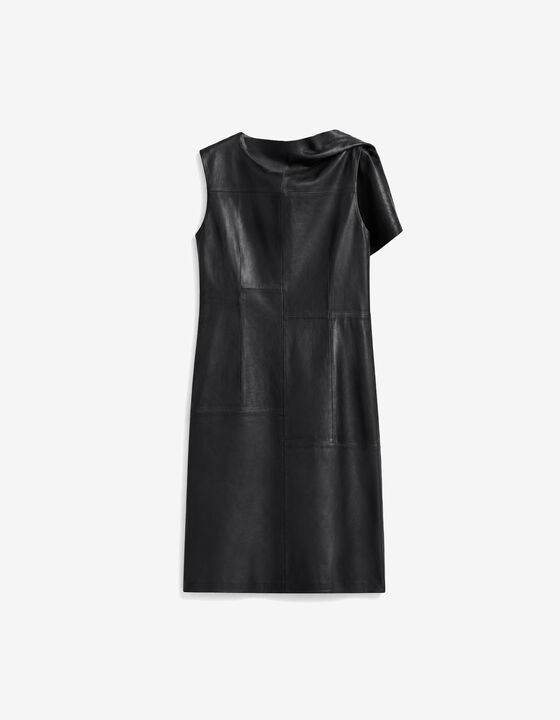 DRAPED LEATHER DRESS