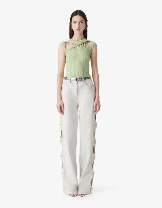 RIBBED ROUND-NECK TOP
