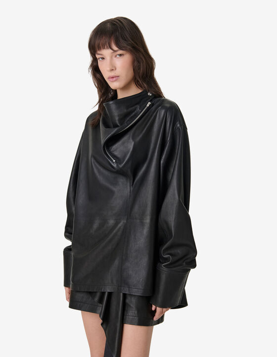 LONG-SLEEVED LEATHER TOP