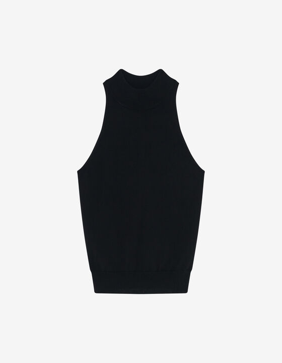 HIGH-NECK SLEEVELESS SWEATER