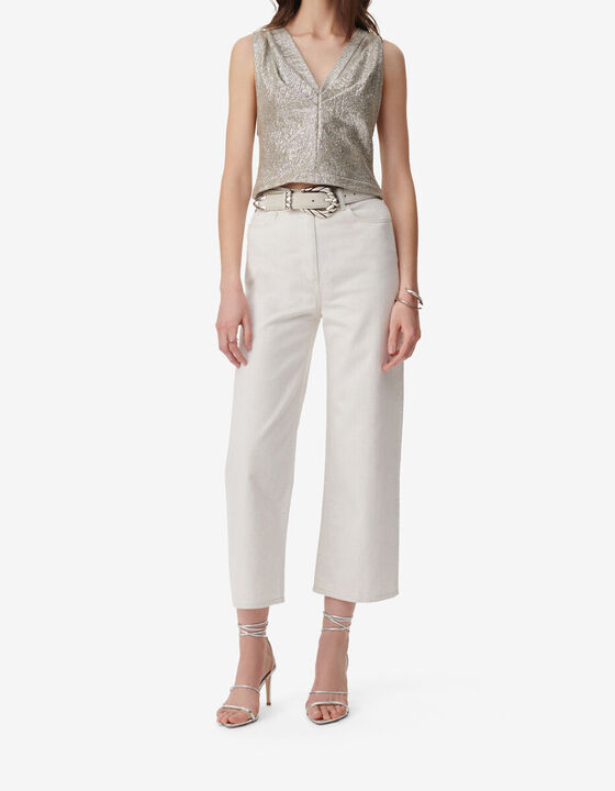 LUREX JERSEY V-NECK TOP