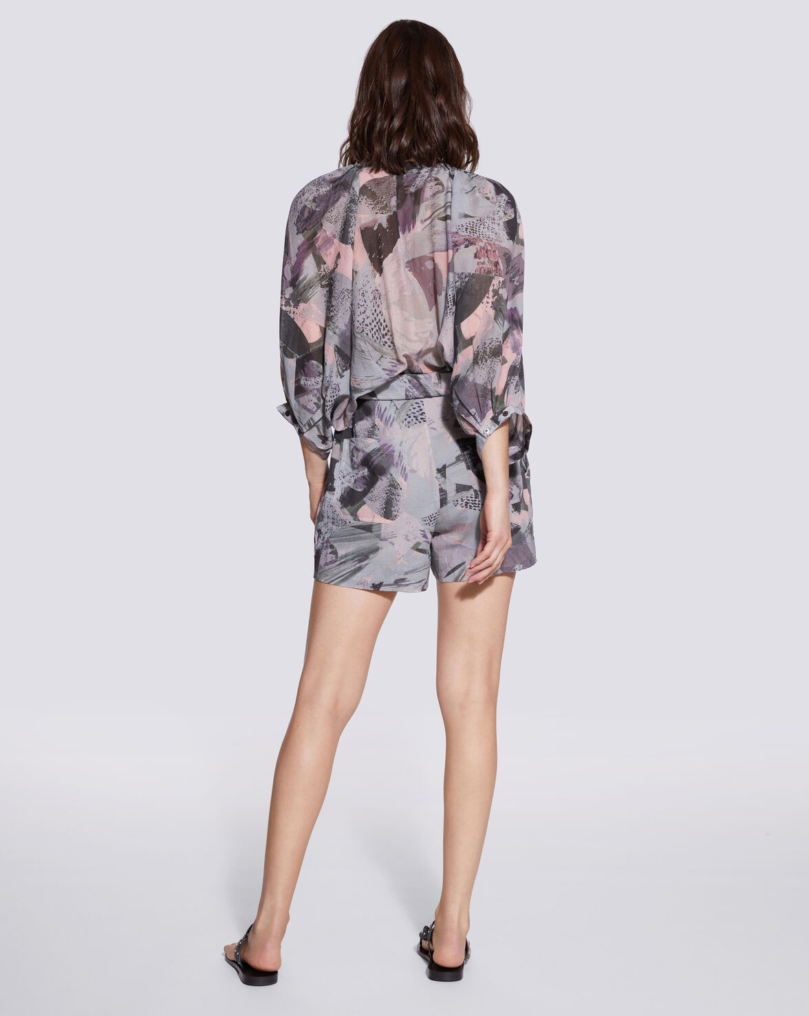 CERAN GEOMETRIC PRINT WRAP MINI JUMPSUIT image number null