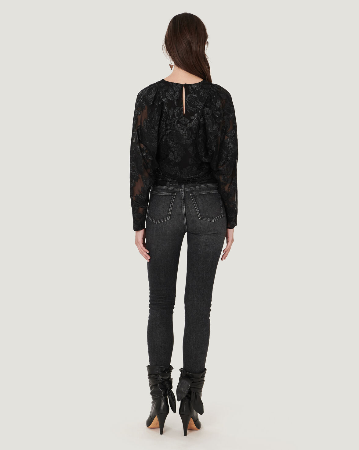 MABEL SHEER METALLIC FLORAL TOP image number null