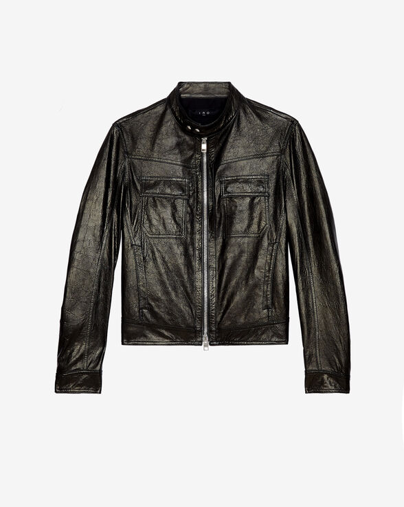 IROWN METALLIC LEATHER JACKET