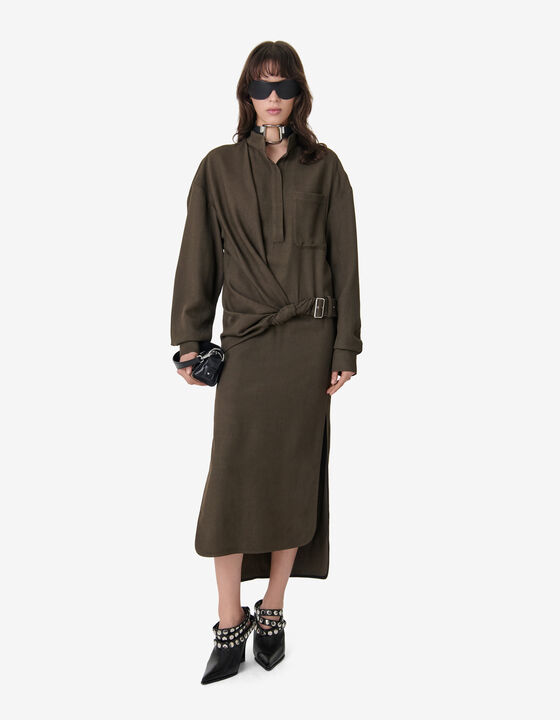 MIDI DRESS WITH A MAO COLLAR