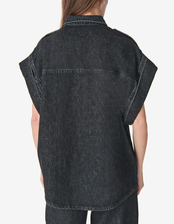 WASHED DENIM OVERSHIRT&nbsp;