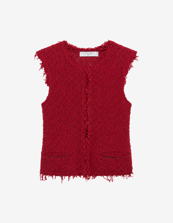 VESTE SANS MANCHES EN TWEED TEXTUR&Eacute;