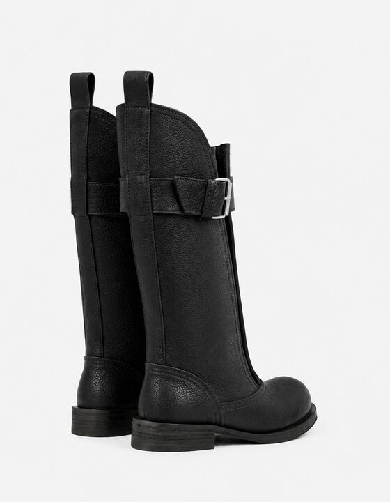 LEATHER BIKER BOOTS