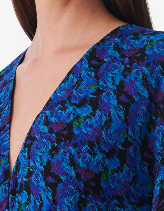 SHORT PRINTED V-NECK DRESS