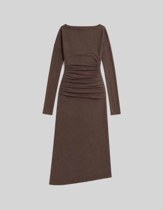 ROBE &Agrave; COL BATEAU MANCHES LONGUES