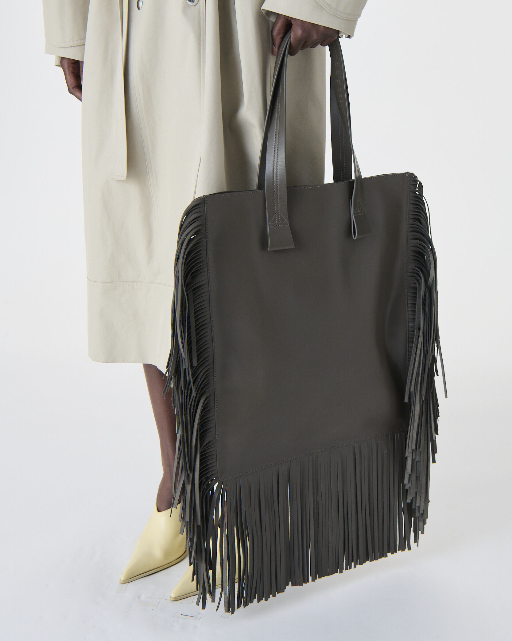 PAPER BAG FRANGES women black leather tote bag | IRO
