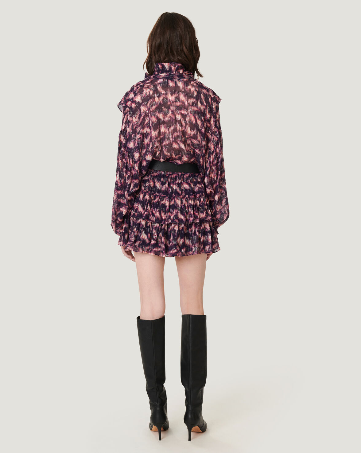 TYGA PRINTED RUFFLE MINI DRESS image number null
