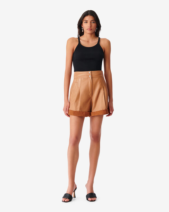 DANA CUFFED LEATHER SHORTS