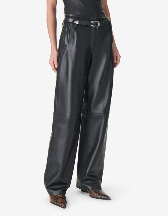 WIDE LEATHER PANTS