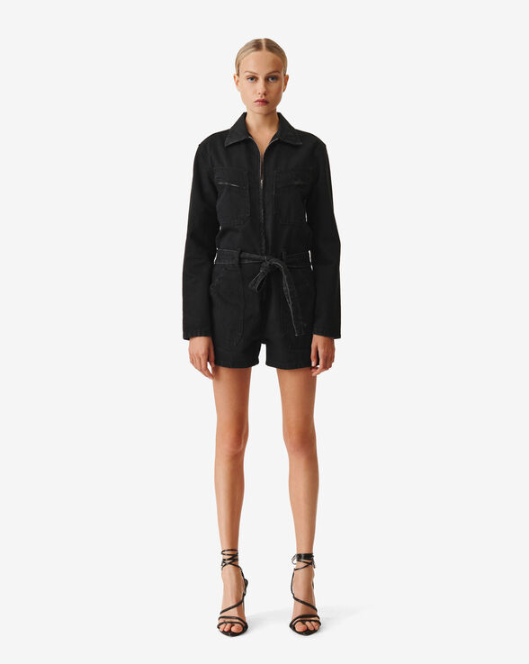 FLORA DENIM BELTED PLAYSUIT