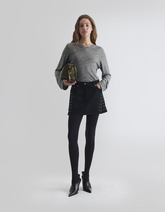 LACE-UP DENIM SKIRT