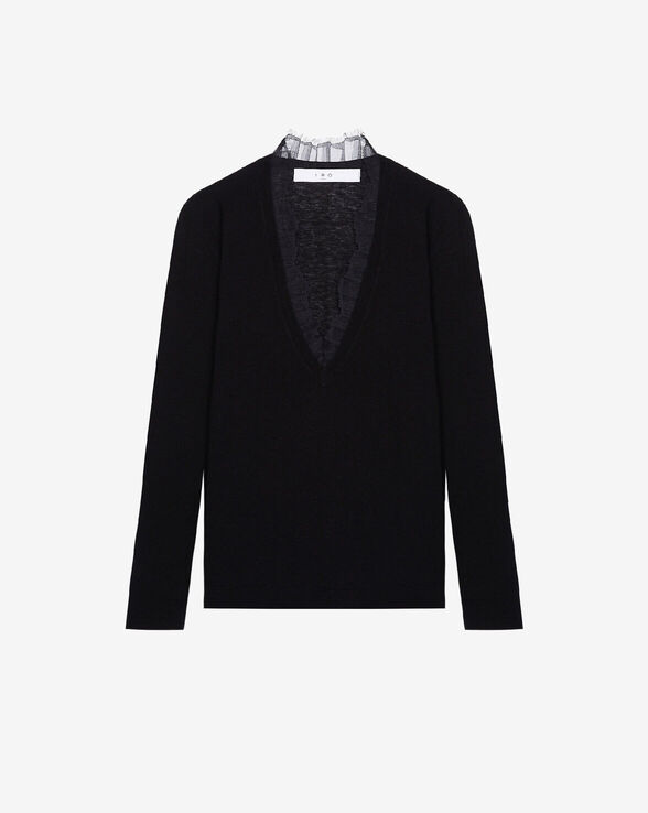 PULL COL V EN DENTELLE HABY