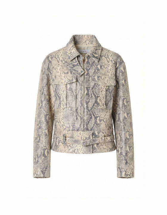 PYTHON PRINT LEATHER JACKET
