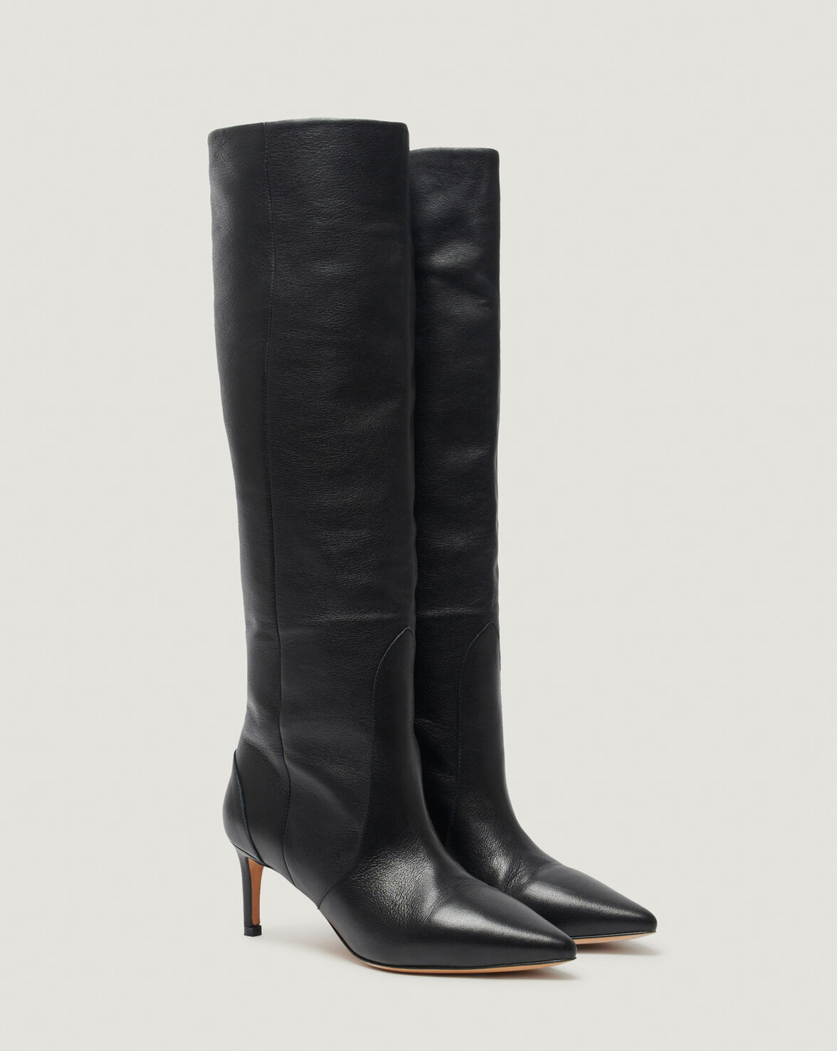 HYGIE KNEE HIGH POINTED LEATHER BOOTS image number null