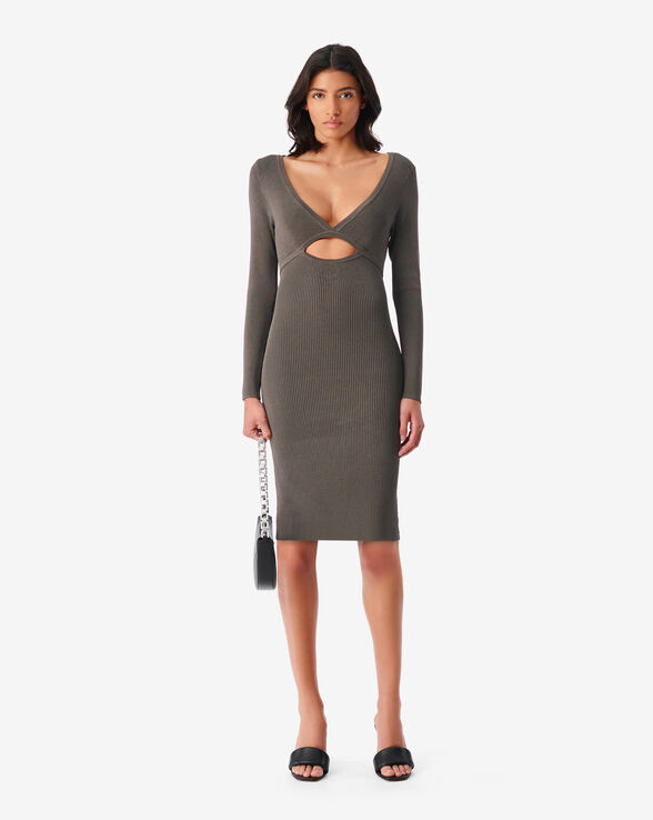 ROBE MIDI CÔTELÉE COL V EUGENIA