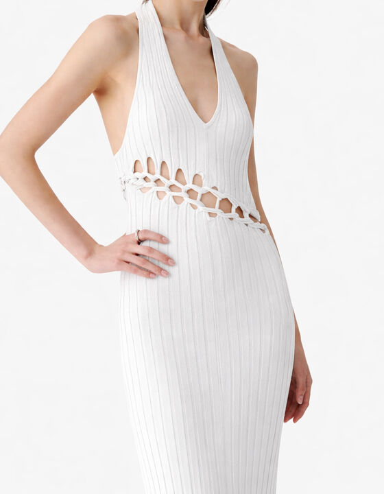 RIBBED HALTER DRESS