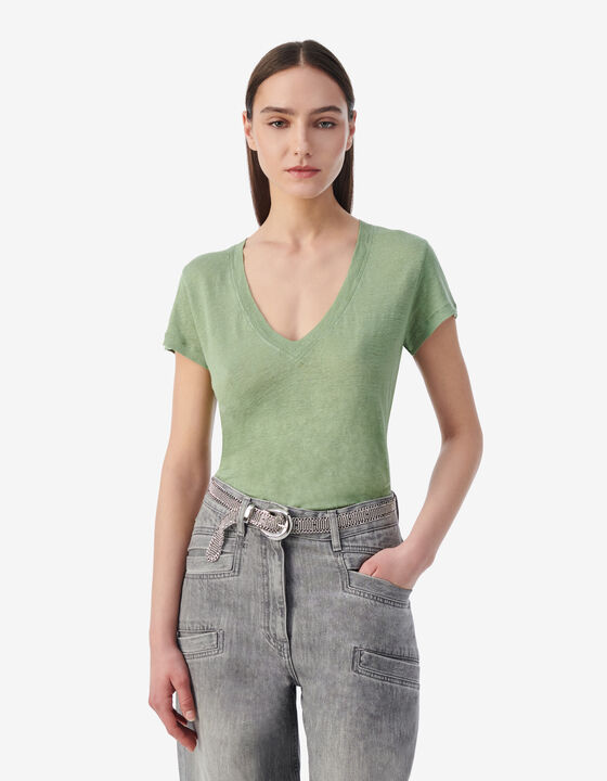 V-NECK LINEN T-SHIRT