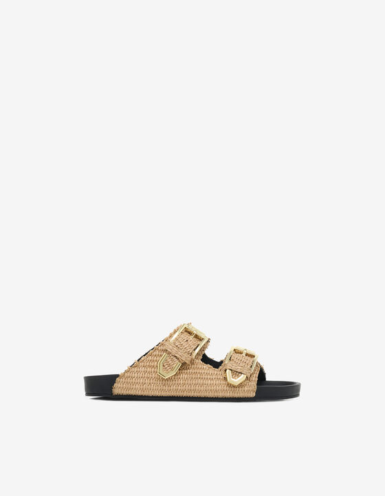 RAFFIA FLAT MULES
