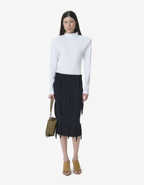 FRINGED MIDI SKIRT