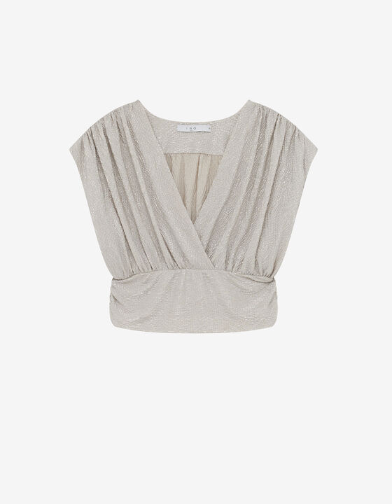 V-NECK LUREX JERSEY TOP