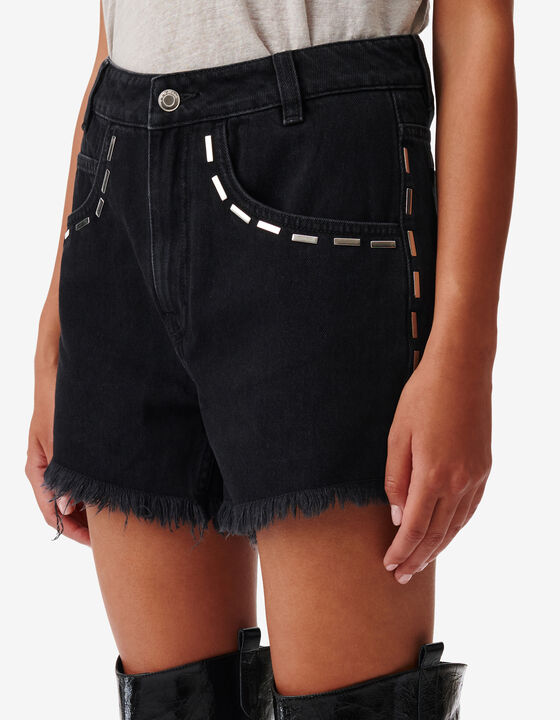 SHORT EN JEAN &Agrave; BORD FRANC