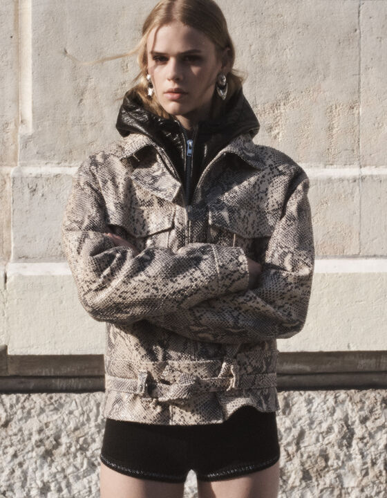PYTHON PRINT LEATHER JACKET